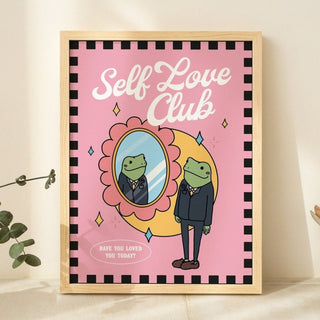 'Self Love Club' Pink Frog Print - Art Prints - Kinder Planet Company