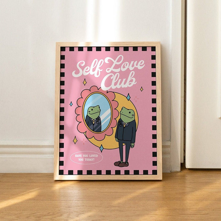 'Self Love Club' Pink Frog Print - Art Prints - Kinder Planet Company