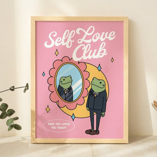 'Self Love Club' Pink Frog Print - Art Prints - Kinder Planet Company