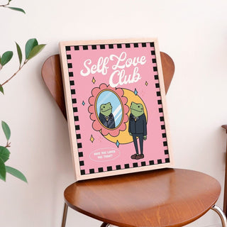 'Self Love Club' Pink Frog Print - Art Prints - Kinder Planet Company