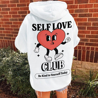 'Self Love Club' Retro Hoodie - Sweatshirts & Hoodies - Kinder Planet Company