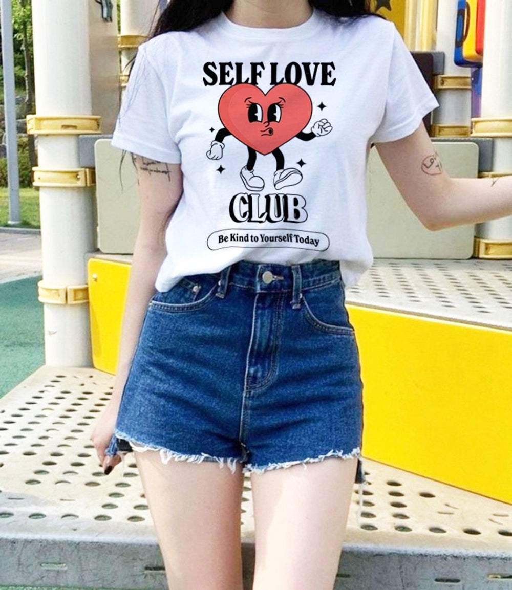 'Self Love Club' Retro Slogan Tshirt - T-shirts - Kinder Planet Company