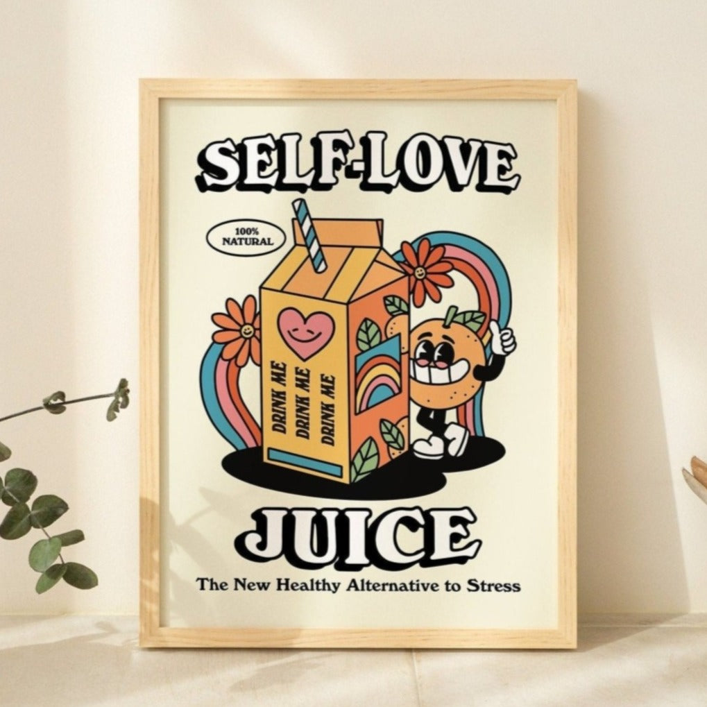 'Self Love Juice' Groovy Wall Print - Art Prints - Kinder Planet Company