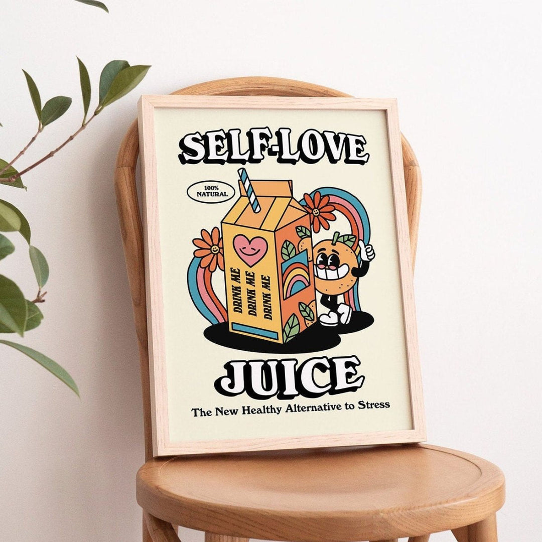 'Self Love Juice' Groovy Wall Print - Art Prints - Kinder Planet Company