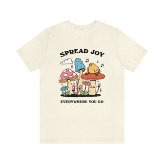 'Spread Joy' Colorful Mushroom Bird Tshirt - T-shirts - Kinder Planet Company