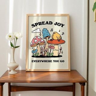 'Spread Joy' Colorful Mushroom Print - Art Prints - Kinder Planet Company