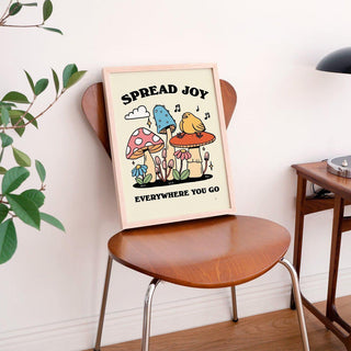 'Spread Joy' Colorful Mushroom Print - Art Prints - Kinder Planet Company