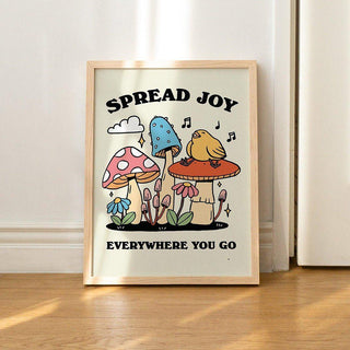 'Spread Joy' Colorful Mushroom Print - Art Prints - Kinder Planet Company
