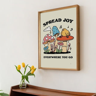 'Spread Joy' Colorful Mushroom Print - Art Prints - Kinder Planet Company