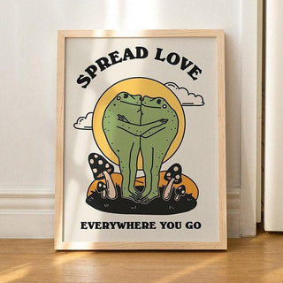 'Spread Love' Hugging Frogs Print - Art Prints - Kinder Planet Company