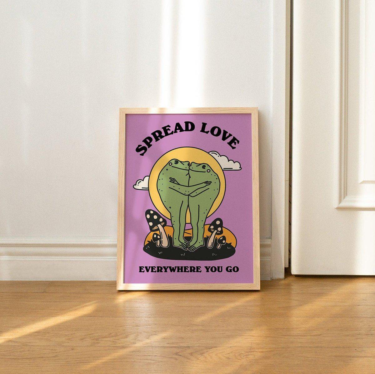 'Spread Love' Hugging Frogs Print - Art Prints - Kinder Planet Company