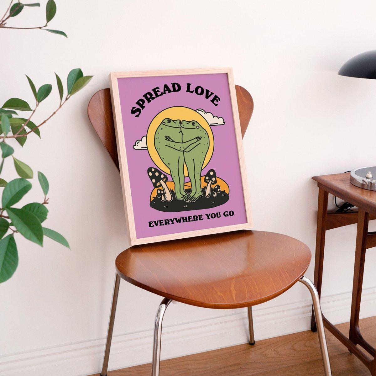 'Spread Love' Hugging Frogs Print - Art Prints - Kinder Planet Company