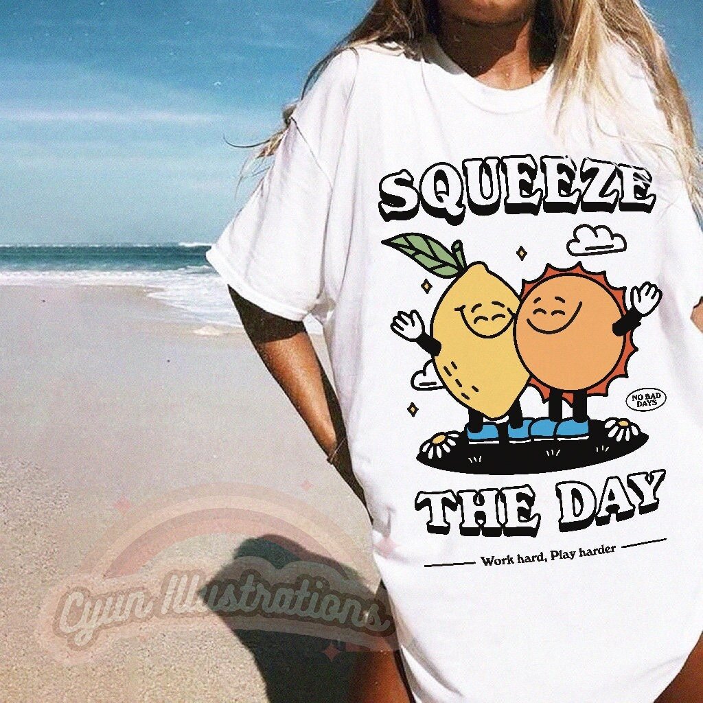 'Squeeze The Day' Retro Graphic Tshirt - T-shirts - Kinder Planet Company