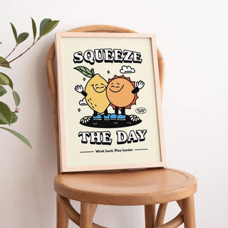 'Squeeze The Day' Sun And Lemon Print - Art Prints - Kinder Planet Company