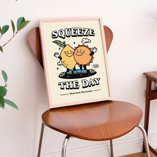 'Squeeze The Day' Sun And Lemon Print - Art Prints - Kinder Planet Company