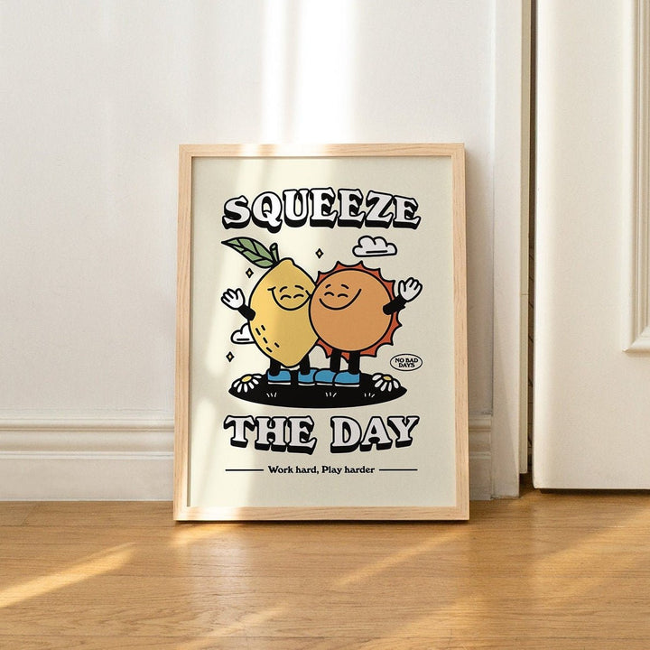 'Squeeze The Day' Sun And Lemon Print - Art Prints - Kinder Planet Company