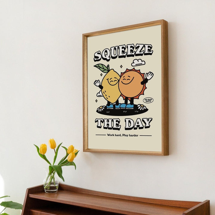 'Squeeze The Day' Sun And Lemon Print - Art Prints - Kinder Planet Company