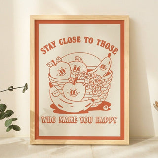 'Stay Close' Fruit Friends Wall Print - Art Prints - Kinder Planet Company