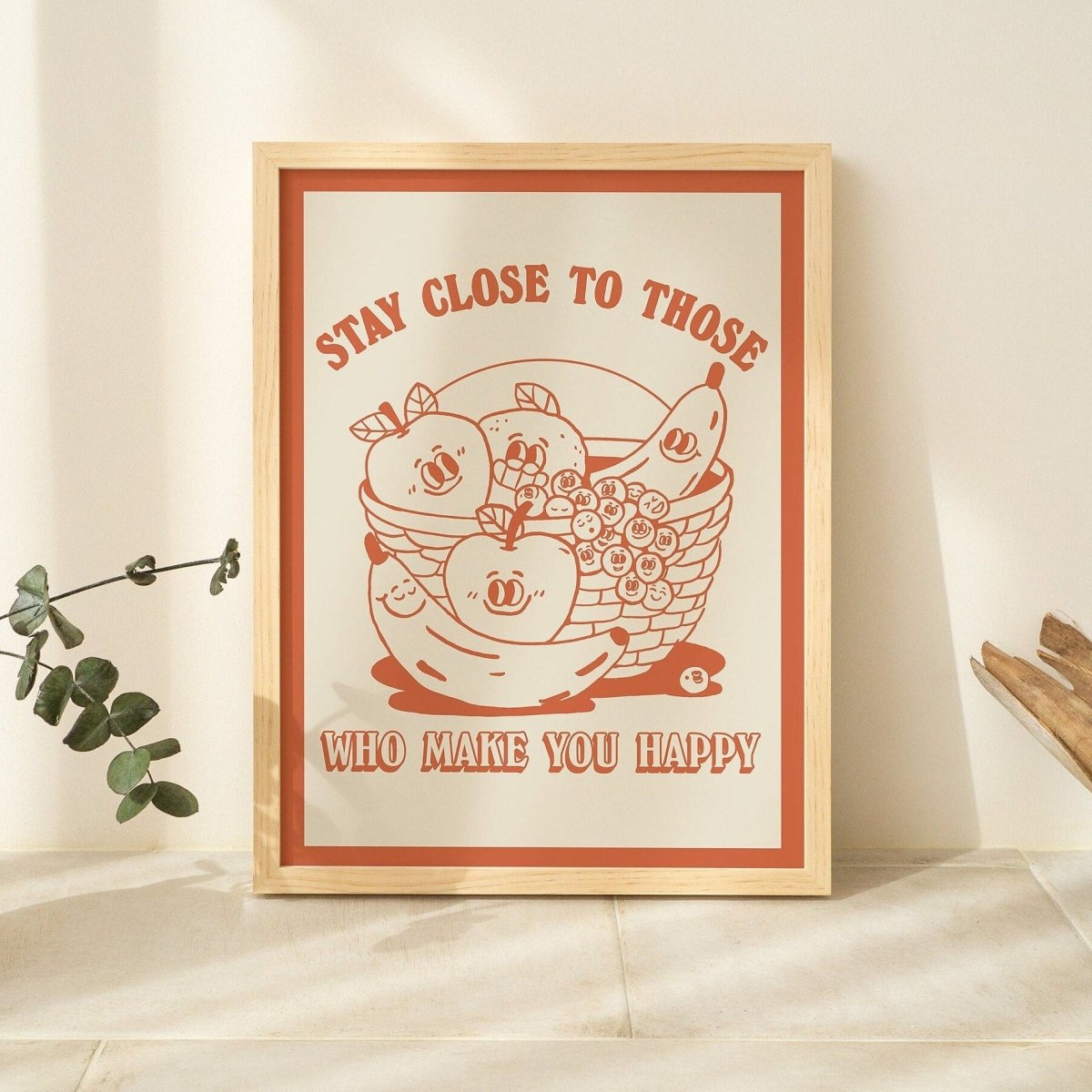 'Stay Close' Fruit Friends Wall Print - Art Prints - Kinder Planet Company