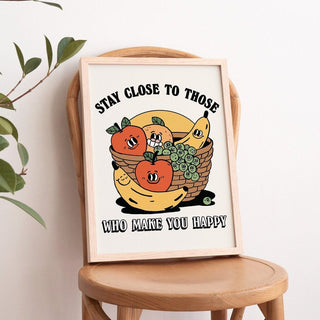 'Stay Close' Fruit Friends Wall Print - Art Prints - Kinder Planet Company