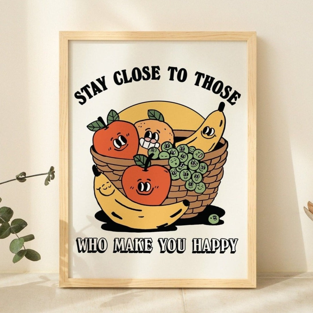 'Stay Close' Fruit Friends Wall Print - Art Prints - Kinder Planet Company