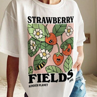 'Strawberry Fields' Botanical Spring Tshirt - T-shirts - Kinder Planet Company