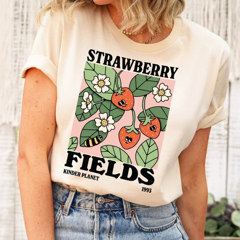 'Strawberry Fields' Botanical Spring Tshirt - T-shirts - Kinder Planet Company