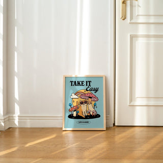 'Take it Easy' Groovy Cat Print - Art Prints - Kinder Planet Company