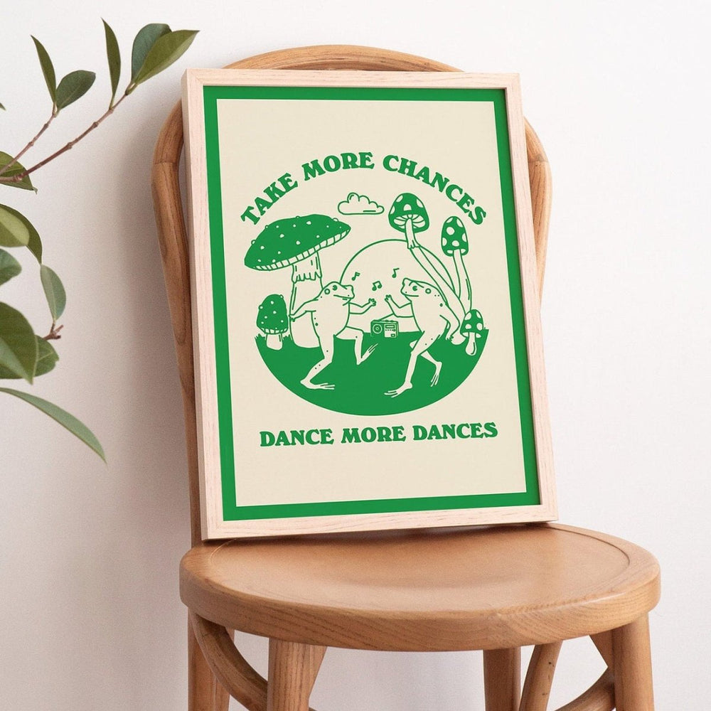 'Take More Chances' Dancing Frogs Print - Art Prints - Kinder Planet Company