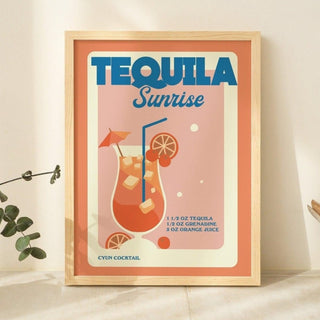 'Tequila Sunrise' Cocktail Recipe Print - Art Prints - Kinder Planet Company