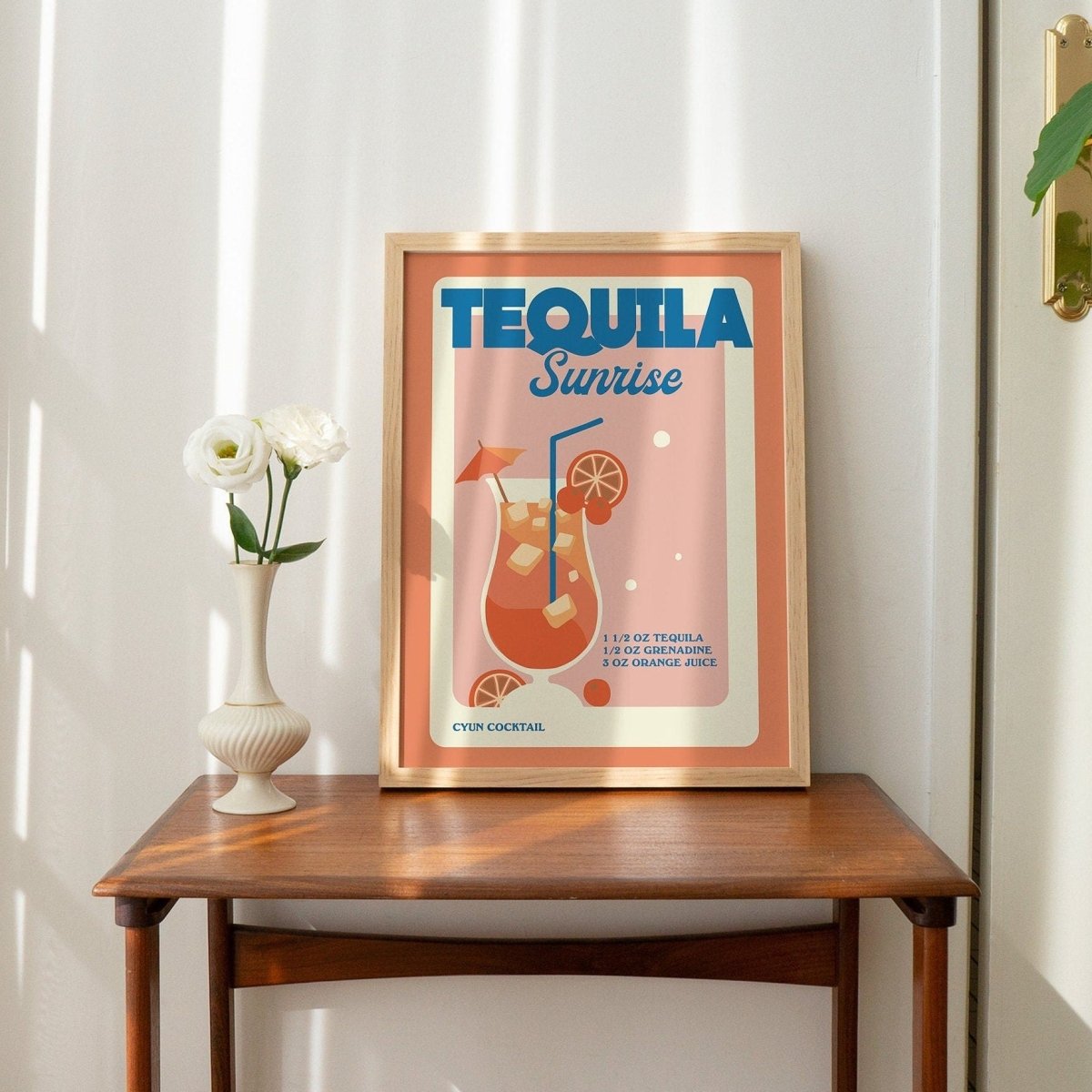 'Tequila Sunrise' Cocktail Recipe Print - Art Prints - Kinder Planet Company