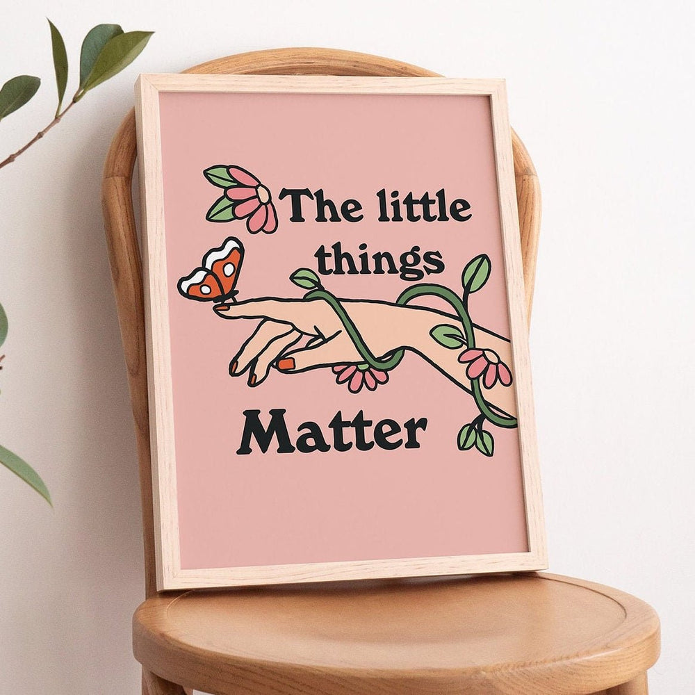 'The Little Things' Pink Butterfly Print - Art Prints - Kinder Planet Company