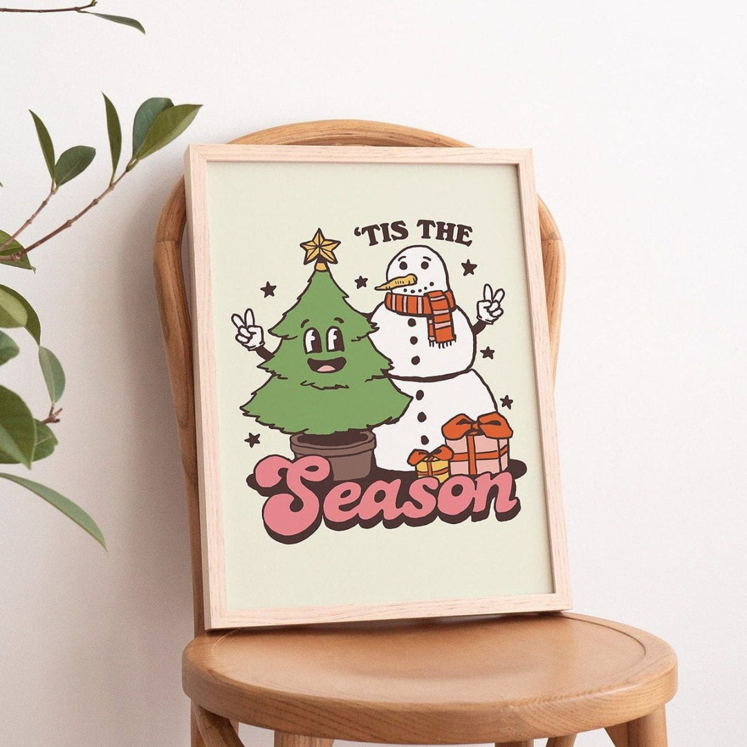 'Tis The Season' Snowman Christmas Decor - Art Prints - Kinder Planet Company