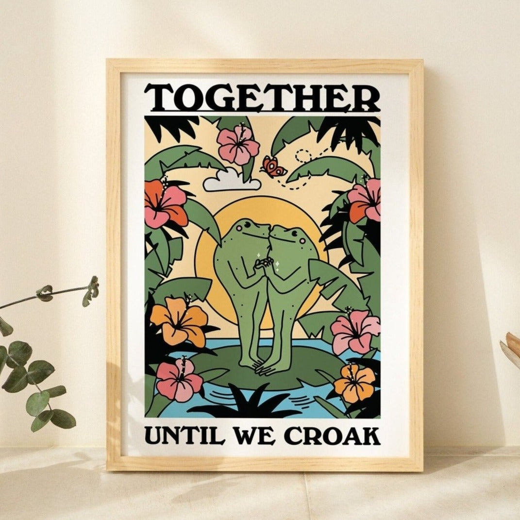 'Together Until We Croak' Tropical Frog Print - Art Prints - Kinder Planet Company