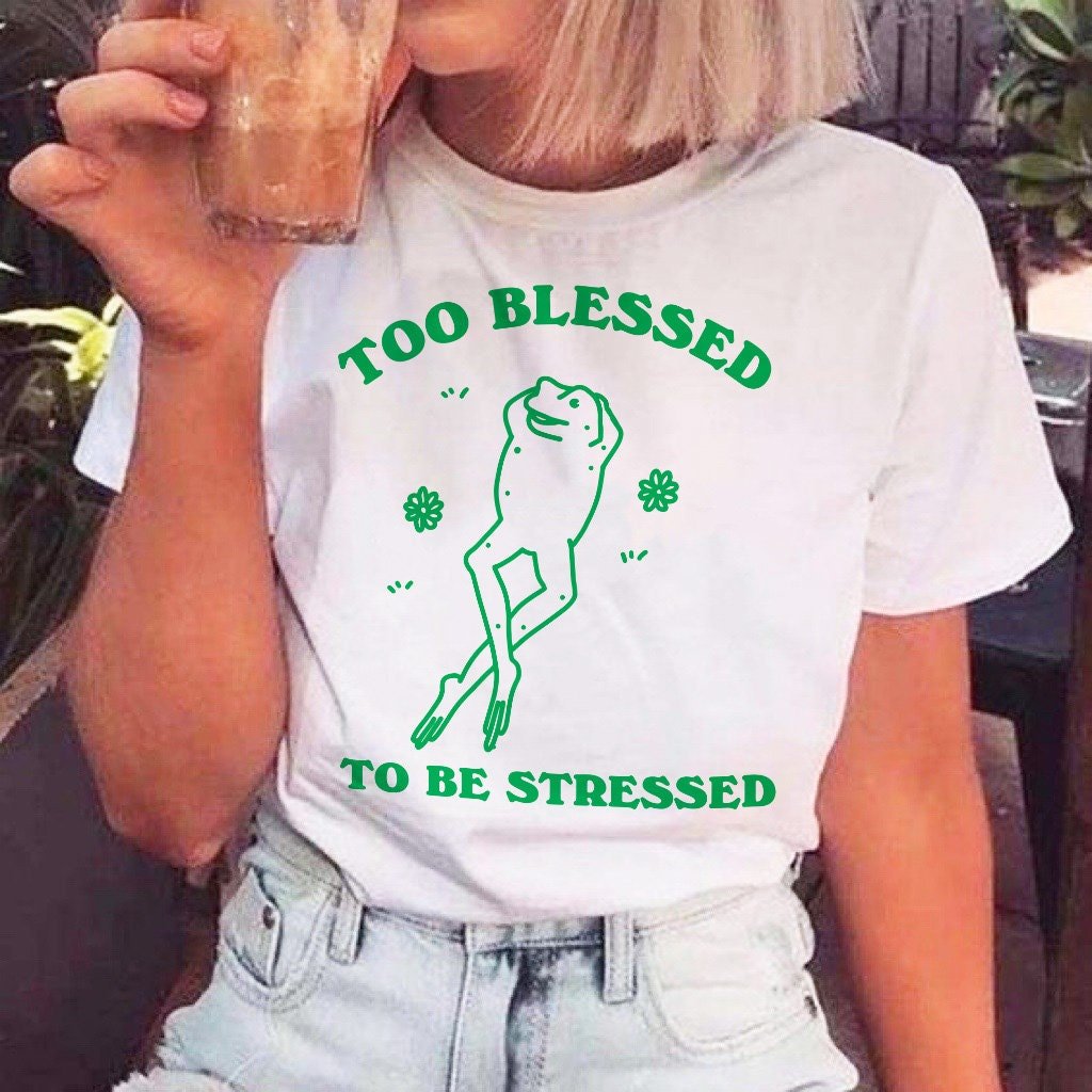 'Too Blessed To Be Stressed' Green Tshirt - T-shirts - Kinder Planet Company