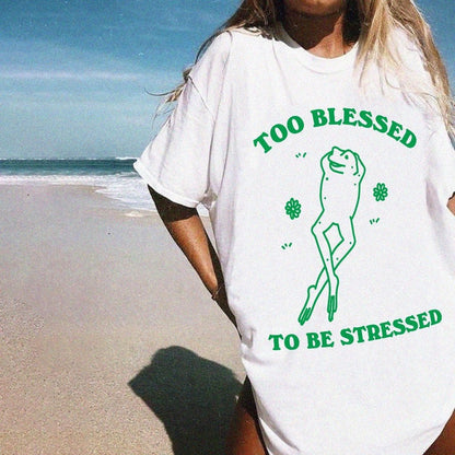 'Too Blessed To Be Stressed' Green Tshirt - T-shirts - Kinder Planet Company