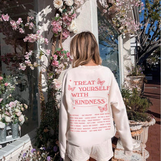 'Treat Yourself With Kindness' Sweatshirt - Sweatshirts & Hoodies - Kinder Planet Company