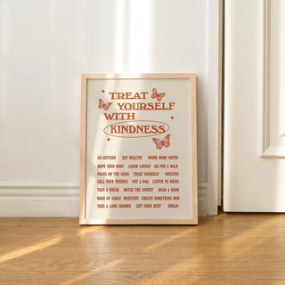 'Treat Yourself With Kindness' Typography Print - Art Prints - Kinder Planet Company