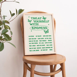 'Treat Yourself With Kindness' Typography Print - Art Prints - Kinder Planet Company