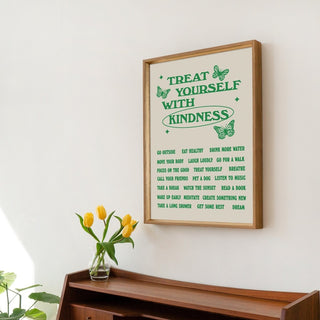 'Treat Yourself With Kindness' Typography Print - Art Prints - Kinder Planet Company