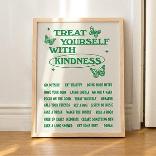 'Treat Yourself With Kindness' Typography Print - Art Prints - Kinder Planet Company