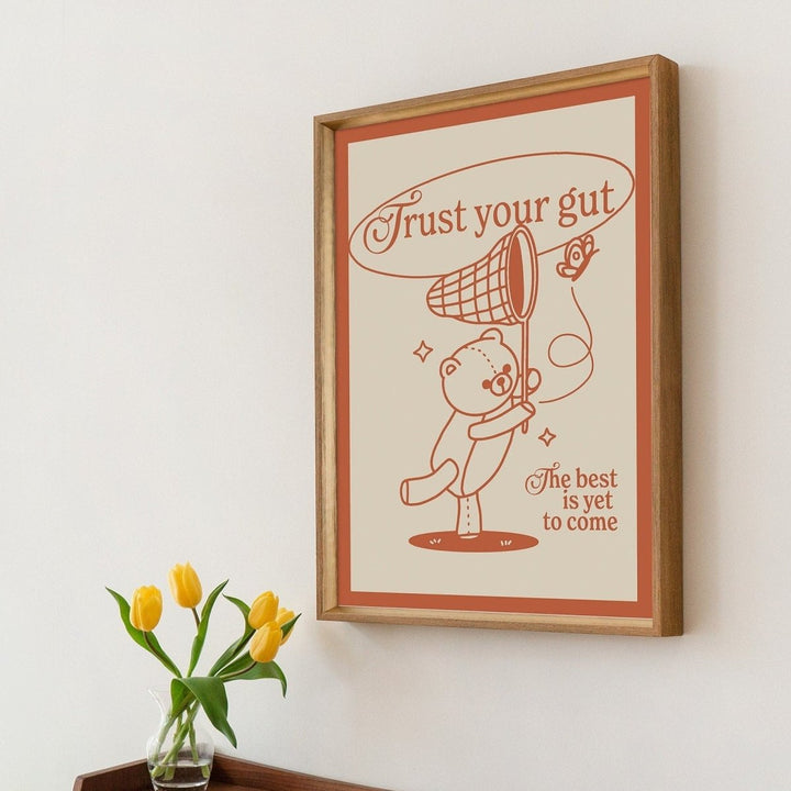 'Trust Your Gut' Cute Bear Print - Art Prints - Kinder Planet Company