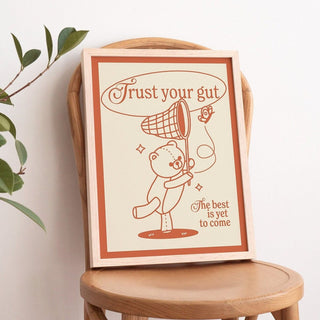 'Trust Your Gut' Cute Bear Print - Art Prints - Kinder Planet Company