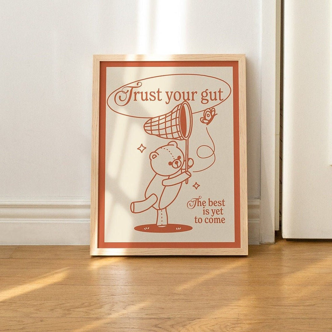 'Trust Your Gut' Cute Bear Print - Art Prints - Kinder Planet Company