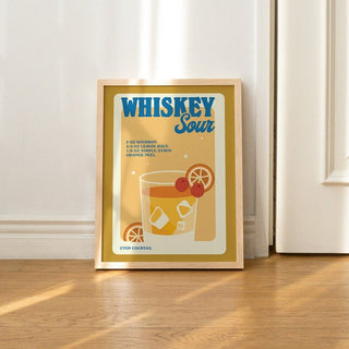 'Whiskey Sour' Retro Cocktail Print - Art Prints - Kinder Planet Company