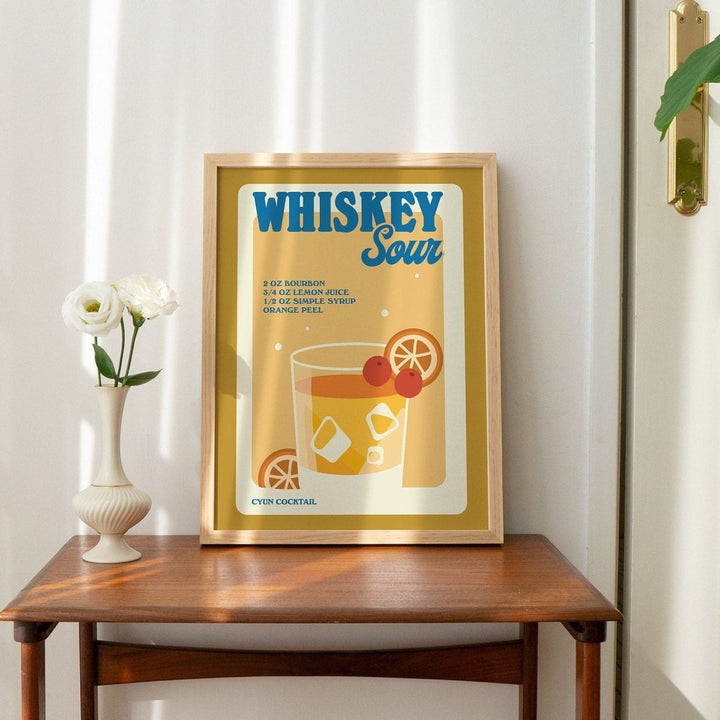 'Whiskey Sour' Retro Cocktail Print - Art Prints - Kinder Planet Company