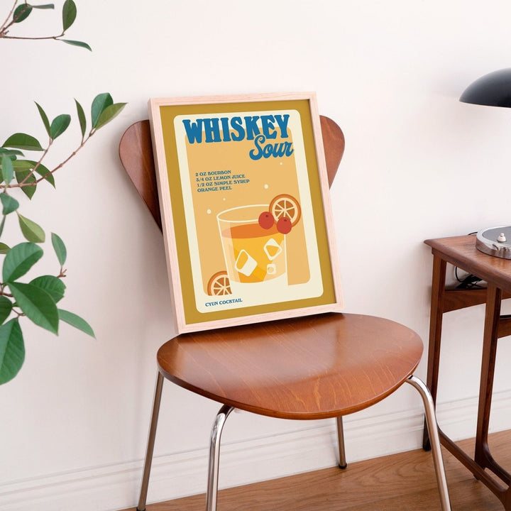 'Whiskey Sour' Retro Cocktail Print - Art Prints - Kinder Planet Company