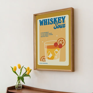 'Whiskey Sour' Retro Cocktail Print - Art Prints - Kinder Planet Company